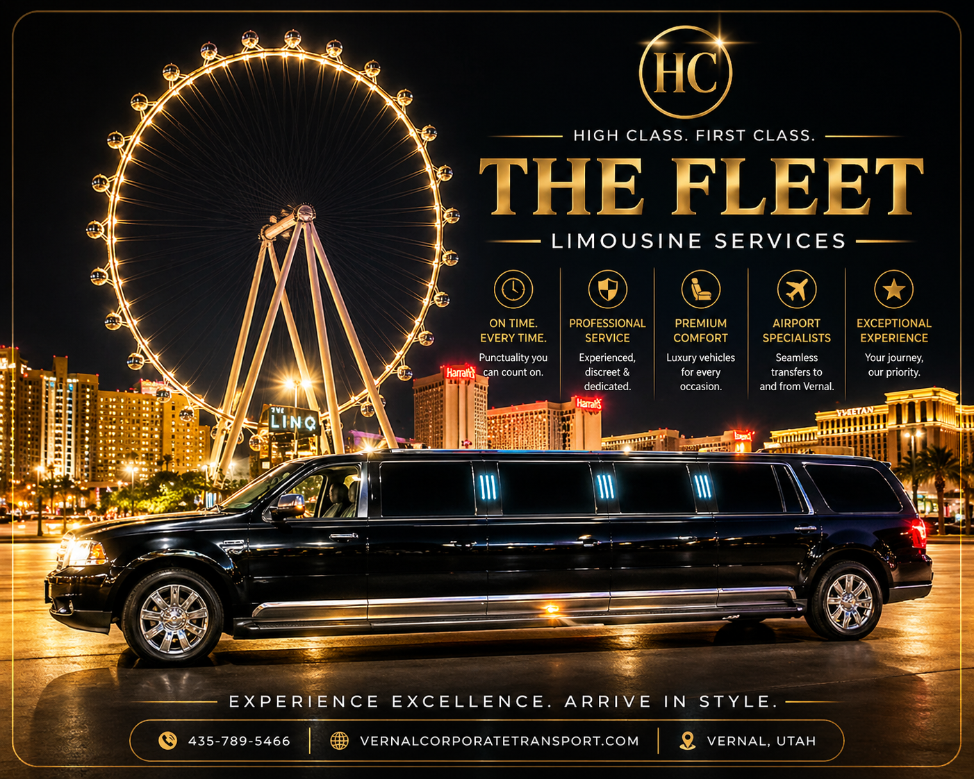 High Class Limousine Services black stretch limo in Vernal, Utah